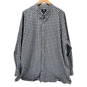 Cutter & Buck Shirt Mens 3XB Blue Yellow Check Button Down Long Sleeve Cotton